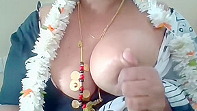 Telugu Andhra Aunty Bigboobs Bouncing Puffy Nipples Massage Shaking Dirty Talks About Fucking For Stepbrother With Jasmine Flowers